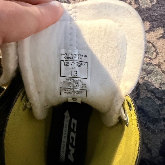 CCM Black & Neon Yellow Youth Hockey Skates - Picture 2 of 3